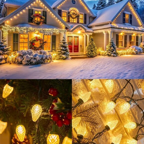 Set of 2 C9 LED Christmas Lights Outdoor, 81 Feet 100 LED String Lights with Tim - Picture 3 of 10